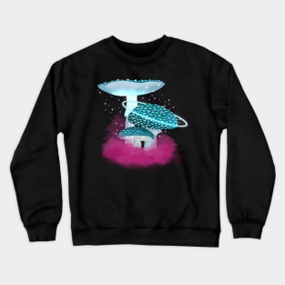 Blue Space Mushrooms, Pink Cloud Crewneck Sweatshirt